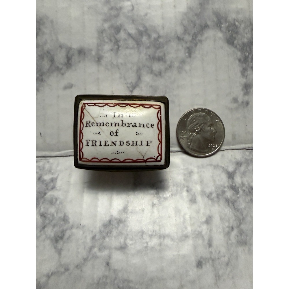 Antique 18th Century Georgian Enamel Patch Box w/ Mirror Remembrance Of A Friend